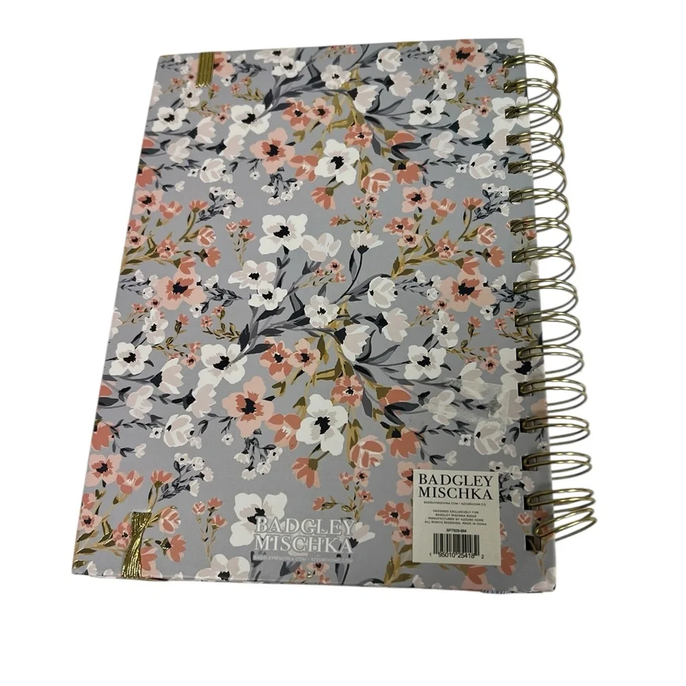 Badgley Mischka Blue Floral Notebook with Gold Accents